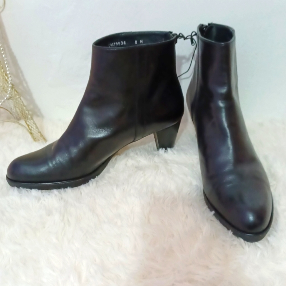 Stuart Weitzman Classic Black Leather Booties